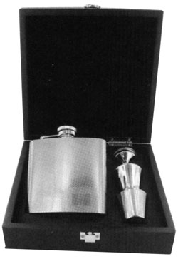 6oz Lined Satin Flask with funnel and cups