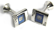 Cuff Links - Square with Blue inserts