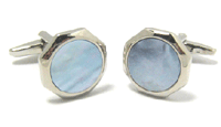 Cuff Links - Round with Blue Cloisonne