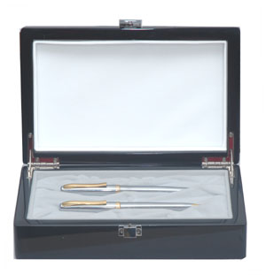 Satin Silver/Gold Fountain and Ballpoint Pen Set