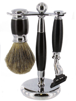 Black Handled 3 Piece Shaving Set