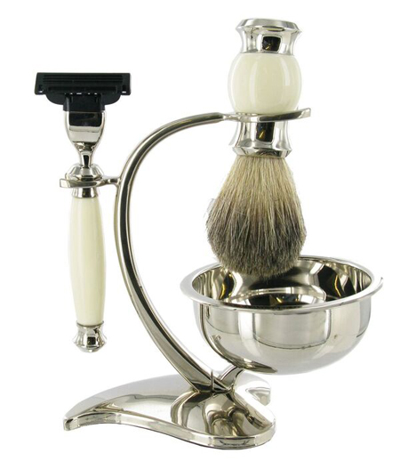 White Mark 3 Shaving Set with Badger Shaving Brush